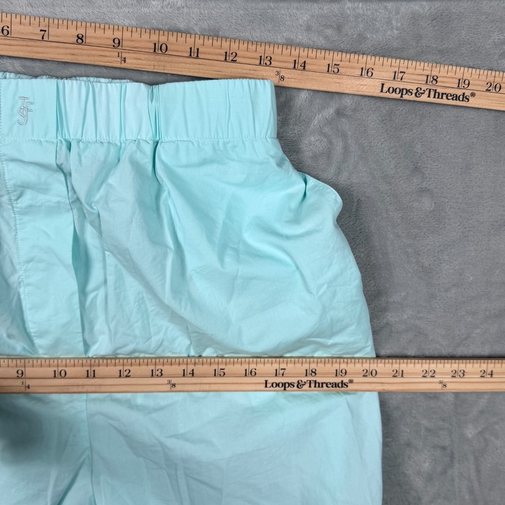 Frankie Shop Boxer Shorts Womens Large Aqua Blue Elastic Waist Slash Pockets - Picture 10 of 14